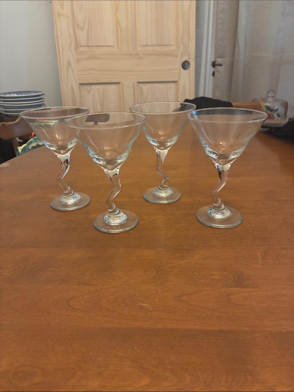 Vintage Libbey Glass Z-Stem Martini Glasses Set Of Four.